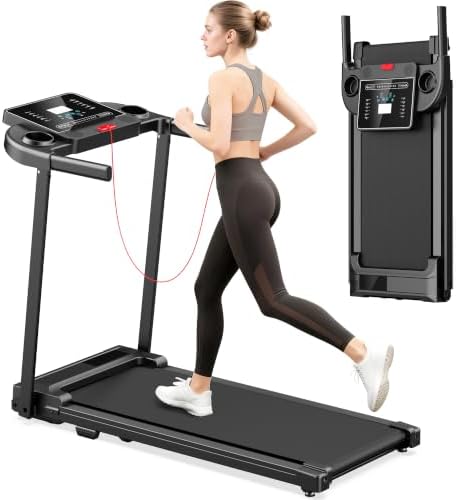 Treadmills for Home Walking Pad Machine- Foldable Treadmill with Handle Bar for Running Jogging Gym Compact Portable Small Caminadora Electrica Folding Quiet Tred Mills Motor & LED Dispay Pcrignbm by Unknown