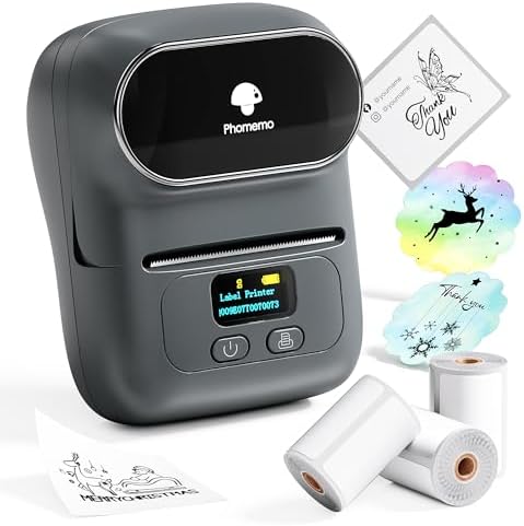 Phomemo M110 Label Maker with 3 Tapes, Portable Thermal Printer, Gray by Phomemo