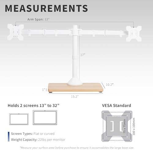 VIVO Dual Monitor Desk Stand for 13 to 32 inch Screens, STAND-V002FD-W - Image 4