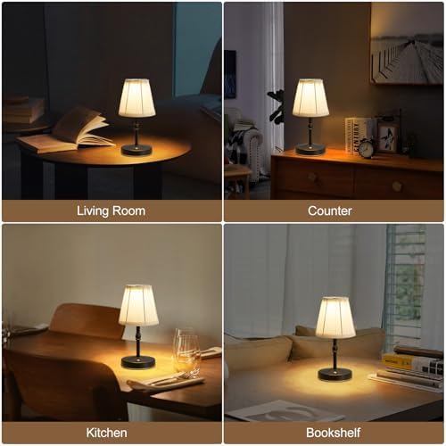 5W LED Cordless Mini Lamp,3000 mah Battery Operated Lamps,3 Color Temperature Dimmable Table Light,Small Rechargeable Lamp,Kitchen Lamps countertop,Restaurant (Black) - Image 7