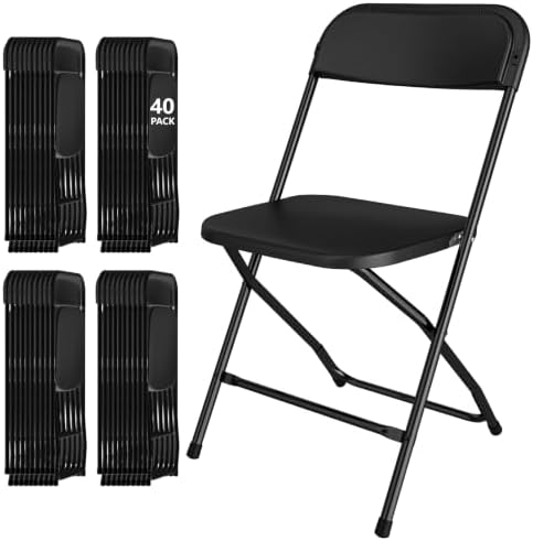 40 Pack Black Folding Chairs for School Events Wedding Party Picnic by IWDOO