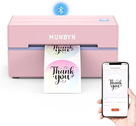 MUNBYN Bluetooth Thermal Label Printer, Wireless 4x6 Shipping Label Printer by MUNBYN