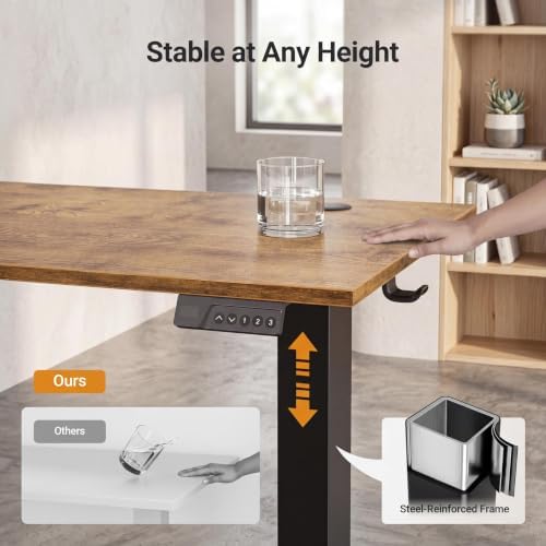 Claiks Electric Small Standing Desk, 32x19 Inch, Rustic Brown - Image 5