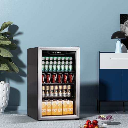 Erivess Compact Beverage Refrigerator, 110 Can/3.1 Cu Ft Mini Fridge,Silver - Image 6