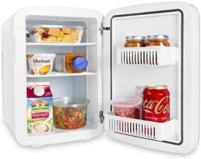 Cooluli 15L Mini Fridge for Bedroom - Car, Office Desk & College Dorm Room - 12v Portable Cooler & Warmer for Food, Drinks, Skincare, Beauty & Makeup - AC/DC Small Refrigerator with Glass Front, Blue,15 Liter - Image 5