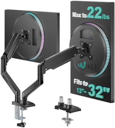 WALI Adjustable Dual Monitor Arm for 13-32 inch Screens, 22 lbs per Arm by WALI