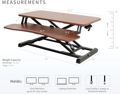 VIVO Dark Walnut 32 in Standing Desk Converter, DESK-V000KA - Image 3