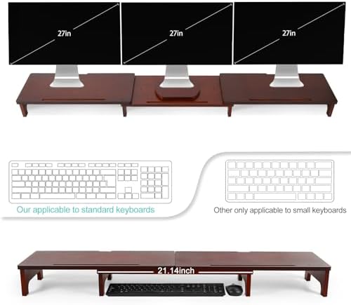 Nnewvante Bamboo Monitor Riser, 60 inch Upgrade Height Large TV Riser - Image 4