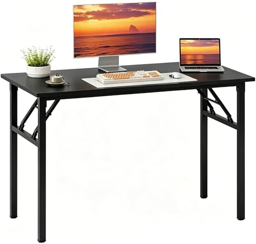 Need Office Computer Desk 47.2x23.6 in Sturdy Folding Laptop Table Black by Need