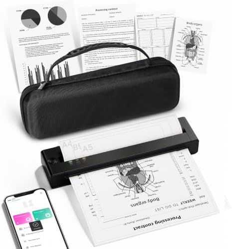 TATTMUSE A28U Inkless Thermal Portable Travel Printer 8.5 x 11 with a Case by TATTMUSE