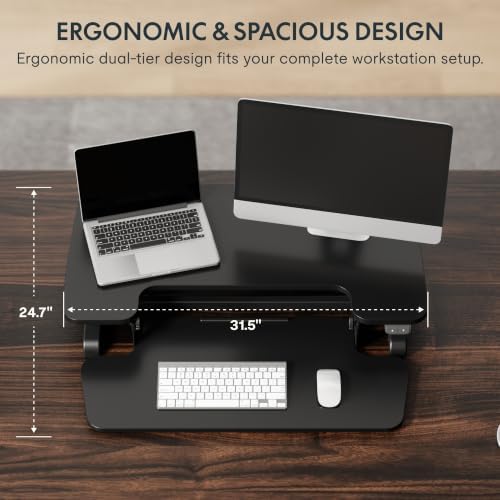 FLEXISPOT 32" Electric Standing Desk Converter, Motorized Sit to Stand Desk Riser, Height Adjustable Desktop Monitor and Laptop Workstation with Wide Keyboard Tray, Black - Image 5