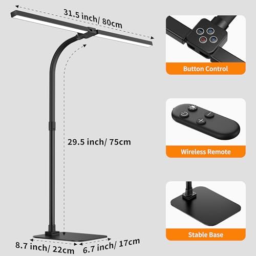 LED Desk Lamp Architect Task Light Dual Head Modern Flexible Gooseneck Tall - Image 6