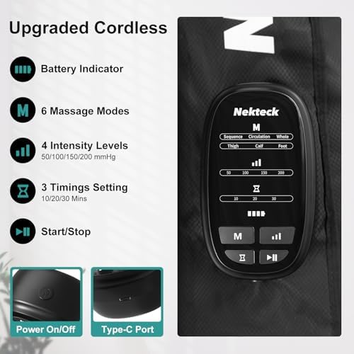 Nekteck Cordless Leg Compression Massager for Circulation, (2-Pack) Small - Image 3