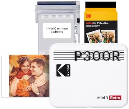 KODAK Mini 3 Retro 3x3 Portable Photo Printer, 4PASS, 38 Sheets, White by Unknown