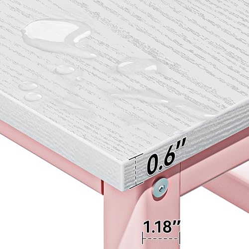 Aquzee Pink Desk with Shelves, Computer Desk with Hutch, 47 Inch - Image 5