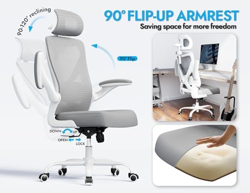 Ergonomic Office Chair: Mesh Desk Chair Comfy with Headrest& Lumbar Support - Image 4