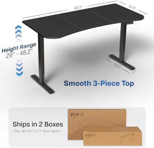 VIVO Black 63 x 32 in Standing Desk, DESK-KIT-1B1B - Image 3