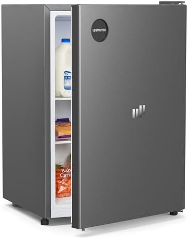 Upstreman 2.5 Cu.Ft All-Refrigerator Mini Fridge, Single Door Small Refrigerator, Dorm Fridge with 7 Adjustable Thermostat, Compact Refrigerator for Office, Bedroom or Dorm, Gray-CR26 by StartUpLiveBetter