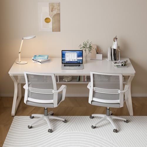 OSCHF 63-Inch Extra Long Desk with Storage Shelf, Warm White - Image 6
