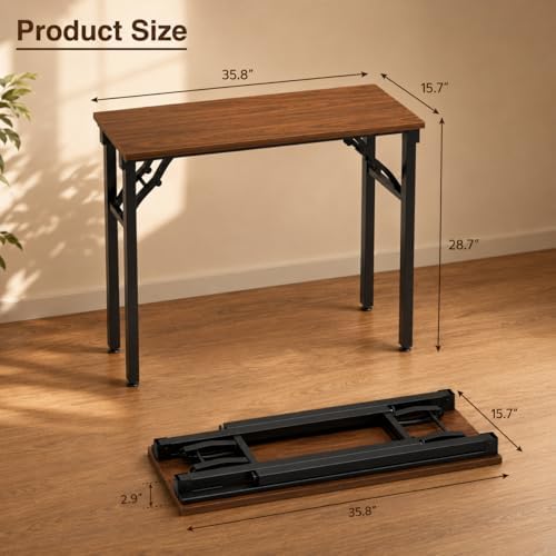 Folding Desk Foldable Desk - Folding Table for Small Spaces, Portable Compact Laptop Workstation for Computer Tasks, Study, Craft, Sewing, Home Office, Bedroom, Dorm and Narrow Space Storage - Image 3