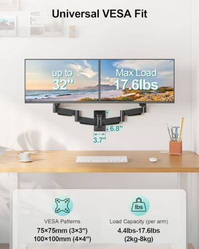 Long Arm Dual Monitor Wall Mount for 17-32", Max 27.1" Extension - Image 4