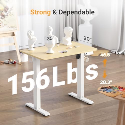 YDN Electric Standing Desk, 35x20 Inch, Nature - Image 3