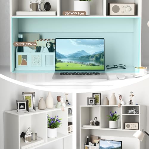 Tangkula White Desktop Bookshelf with 4 Storage Compartments - Image 5