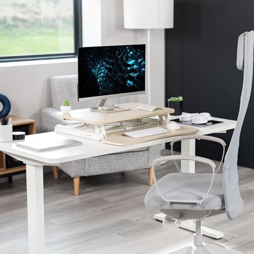 VIVO Light Wood 26 in Standing Desk Converter, DESK-V026KF - Image 2