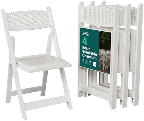 SIMPLEX Mesh Back Folding Chairs, Padded Seat, 800 lb, 4 Pack by Simplex