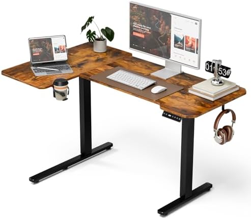 Acrolix L Shaped Electric Standing Desk,51x31.5 Reversible,Rustic Brown by Acrolix