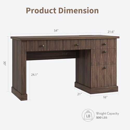 Garvee Fluted Home Office Desk Storage with File Drawers for Home Office - Image 2