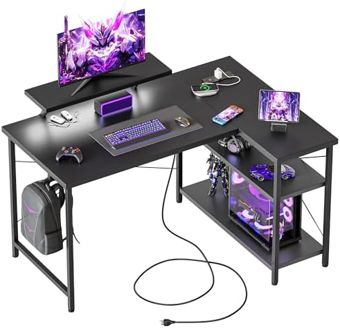 Mericonia 40 in Corner Desk with Monitor Stand, Small L Shaped Gaming Desk by MERICONIA