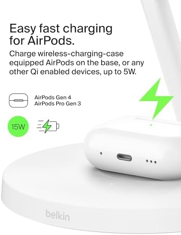 Belkin Qi2 15W Wireless Charging Station, 3 in 1 iPhone Charger - Image 5