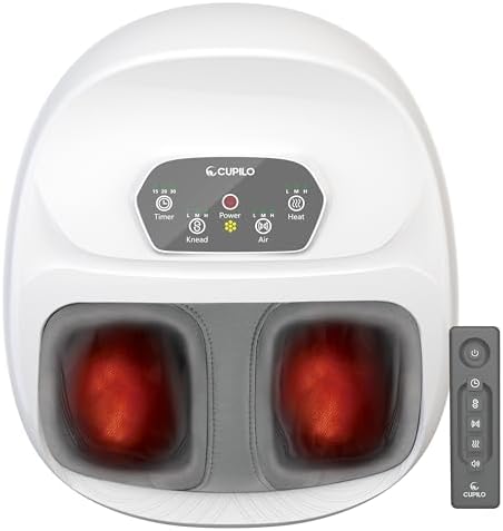 CuPiLo Foot Massager with Heat, Upgraded Full Feet Shiatsu Massage, Remote Control Multi-Level Settings Foot Massager for Neuropathy(White) by CUPILO