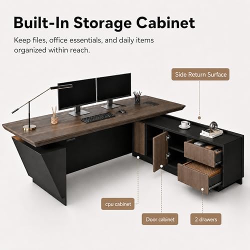 SAINTCY 94.5" Large L-Shaped Executive Standing Desk, Left Return - Image 6