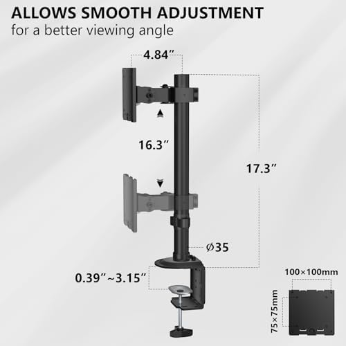 WALI Heavy Duty Single Monitor Arm Desk Mount for 13-49 Inch Screens, Ultrawide Monitor Stand with Full Motion Tilt, Swivel, Rotation, Holds up to 44 lbs, C-Clamp Mount for VESA 75/100mm,(M001S) - Image 4