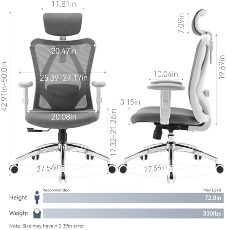 SIHOO M18 Ergonomic Office Chair, Mesh Back Desk Chair with Headrest - Image 3