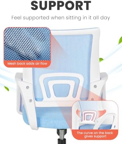 NEO CHAIR Office Computer Chair Ergonomic Mid-Back Mesh Desk Chair, SkyBlue - Image 4