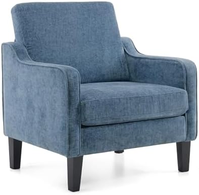 VINGLI Navy Blue Accent Chair Chenille Upholstered Armchair for Living Room by VINGLI