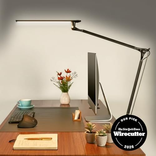 UPLIFTDESK E7 LED Desk Lamp - Adjustable 3 Color Modes, Dimmable Home Office Desk Light for Standing Desk, Dual Monitors, Aluminum Task Lamp (Black Base) - Image 2