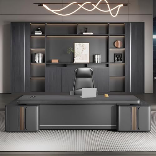 Executive Office Desk with Storage Cabinet,Modern l Shaped Executive Desk,50MM Thick Desktop for CEO Office, Reception & Commercial Workspace - Image 7