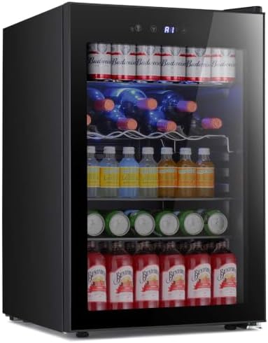 Antarctic Star Beverage Refrigerator -145 Can Mini Fridge for Soda Beer or wine,Small Drink Dispenser, For Office or Bar with Adjustable Removable Shelves，4.5 Cu. Ft. (Black) by AntarcticStar