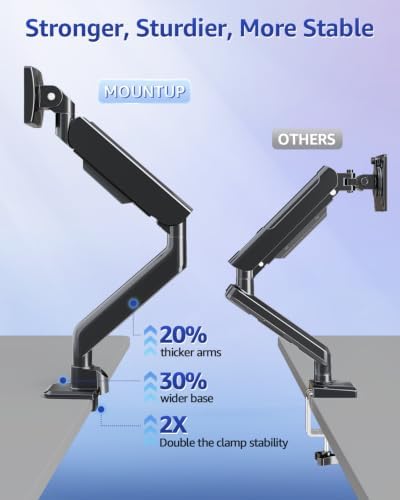 MOUNTUP Heavy Duty Monitor Arm, Single Monitor Mount for 57" Ultrawide Monitor, Supports 4.4–66 lbs, Large Monitor Arm with Full Motion Adjustment, Monitor Stand for Desk, Max VESA 100x100mm - Image 6