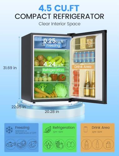 COWSAR 4.5 Cu.Ft Mini Fridge with Freezer for Bedroom Dorm, Black - Image 2