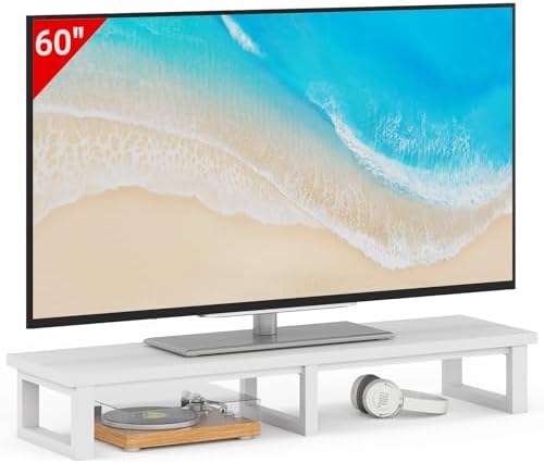 YAOHUOO 45" Large TV Riser for 32-60 inch TV, TV Riser Stand Shelf,White by YAOHUOO
