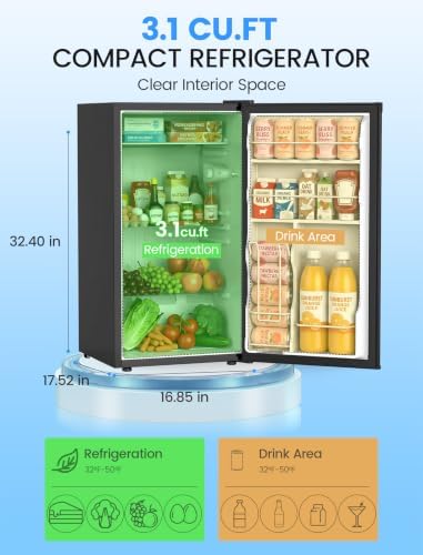 COWSAR 3.1 Cu.ft Mini Dorm Fridge for Bedroom Apartment Office, Black - Image 2