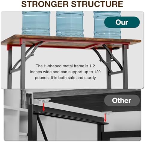 TEMI Small Computer Desk Folding Table - 43.3" Foldable Office Desk, No Assembly, Perfect for Small Spaces in Bedroom, Dorm, or Apartment, Portable Mini Desk or Study Table with Compact Design, Brown - Image 6