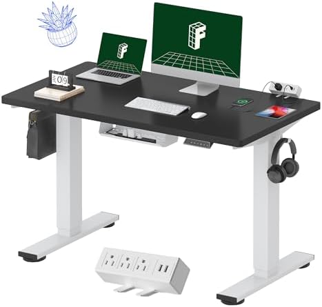 FLEXISPOT EN2 48"x24" Whole-Piece Standing Desk with Power Strip, Black by Unknown