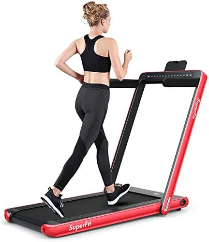 GYMAX Walking Pad, 2.25HP Dual Display Foldable Treadmill for Home with Remote/Smart App Control, Portable Compact Treadmill for Office Under Desk, Folding Running Machine for Small Spaces by GYMAX