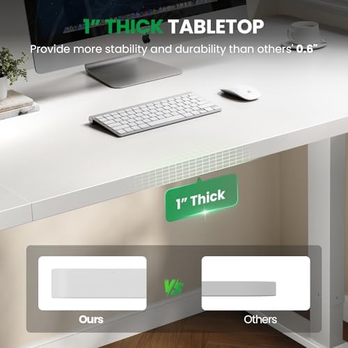 White 60x28 in Electric Standing Desk, 1 Inch Thick Tabletop - Image 3